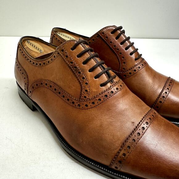 VERY GOOD Magnanni Brown Oxford Cap Toe Bal Made in Spain UK 7.5 / US 8 - Picture 6 of 11